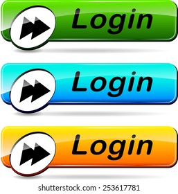 illustration of three web buttons for login