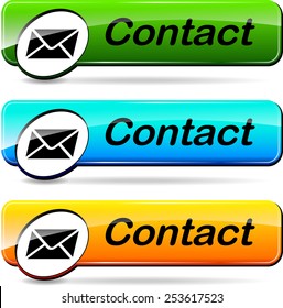 illustration of three web buttons for mail contact