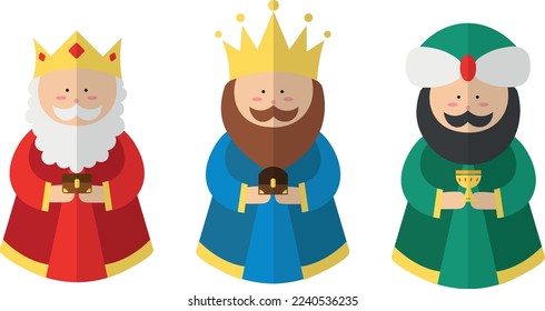 Illustration of the three wise men with 3D effect (also known as the wise men or magi)