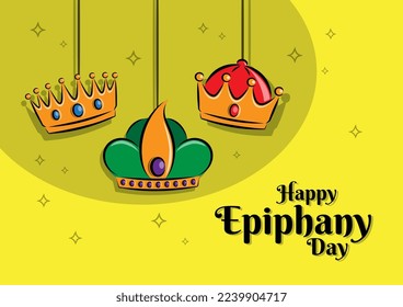 An illustration of three wise men crowns on Epiphany day