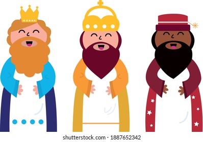 illustration of the three wise men smiling with closed eyes