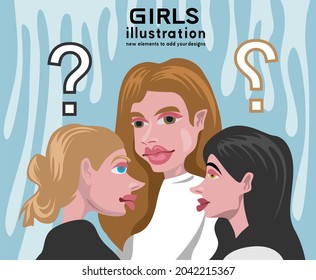 Illustration Three Women Facing Each Other Stock Vector (Royalty Free ...