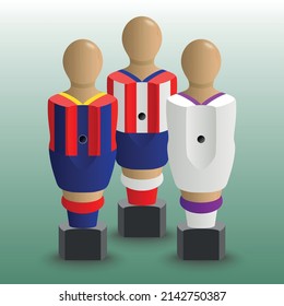 Illustration of Three Wooden Foosball Players