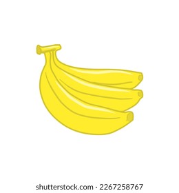 Illustration of three yellow bananas on a white background 