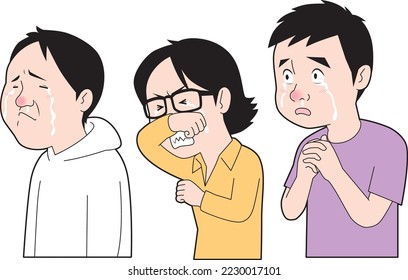 Illustration of three young people shedding tears