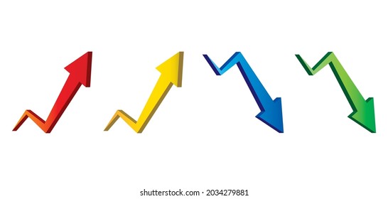 Illustration of a three-dimensional arrow rising and falling rapidly