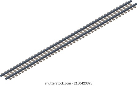 Illustration of a three-dimensional isometric style railroad track with no main lines, material for use in 3D and infographics. Transportation concept.