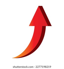 Illustration of three-dimensional soaring red arrow
