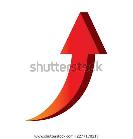Illustration of three-dimensional soaring red arrow