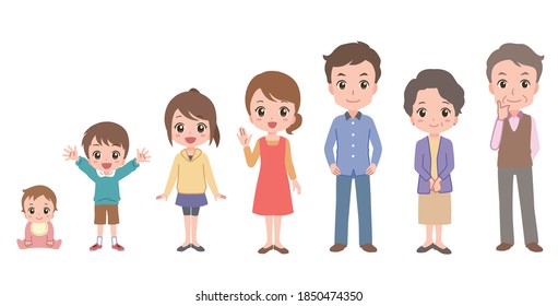 Illustration of a three-generation family