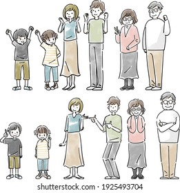 Illustration of a three-generation family