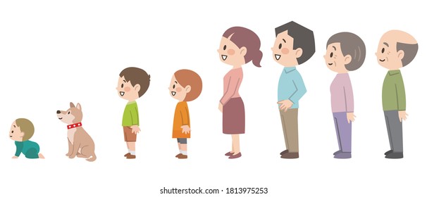 Illustration of a three-generation family lined up side by side