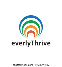 Illustration thrive sign business growth logo design template