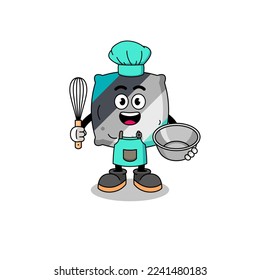 Illustration of throw pillow as a bakery chef , character design