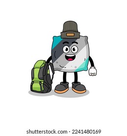 Illustration of throw pillow mascot as a hiker , character design