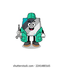 Illustration of throw pillow mascot as a surgeon , character design