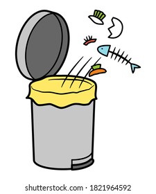 illustration of throwing the garbage