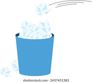 Illustration of throwing tissues into a trash can full of trash