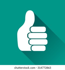 illustration of thumb flat design icon isolated