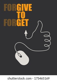 Illustration of a thumb up formed with the wire of a mouse with the inspirational message