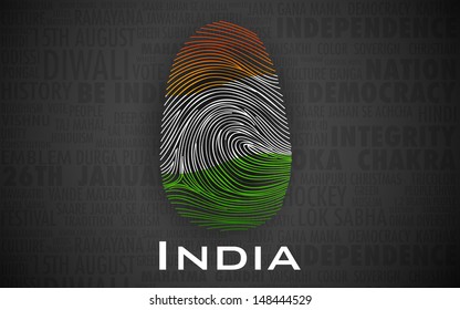 illustration of thumbprint in Indian color showing proud to be an India