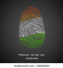 illustration of thumbprint in Indian color showing proud to be an India