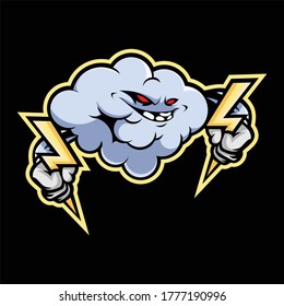 illustration thunder cloud  e-sport mascot graphic