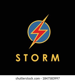 Illustration thunderbolt storm electric energy logo design vector 