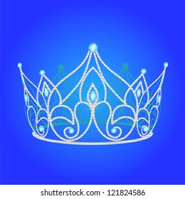 illustration tiara women  wedding with blue jewels