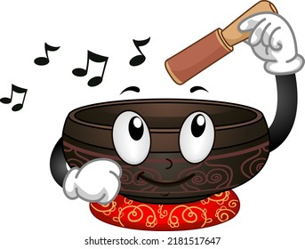 Illustration of a Tibetan Singing Bowl Machine Finished for Music Therapy