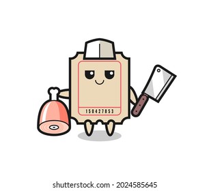 Illustration of ticket character as a butcher , cute style design for t shirt, sticker, logo element