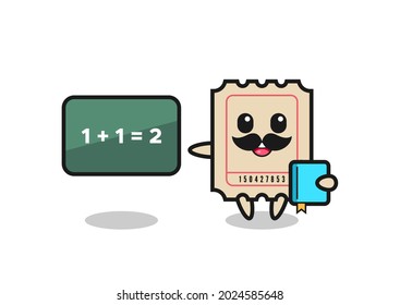 Illustration of ticket character as a teacher , cute style design for t shirt, sticker, logo element