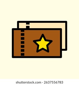 Illustration of Ticket Icon with Star and Dotted Line Detail