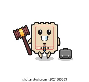 Illustration of ticket mascot as a lawyer , cute style design for t shirt, sticker, logo element