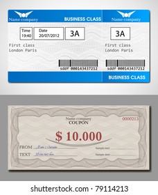 Illustration tickets and coupon with watermarks