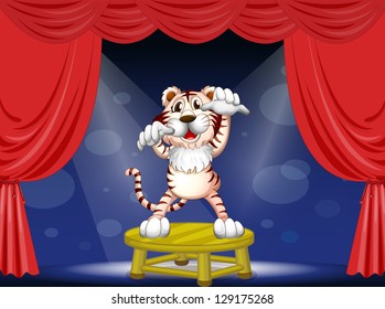 Illustration of a tiger above a round table