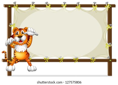 Illustration of a tiger attempting to jump on a white background