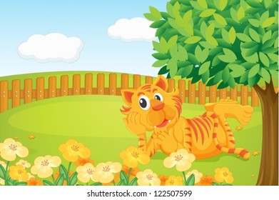 Illustration of a tiger in a beautiful nature