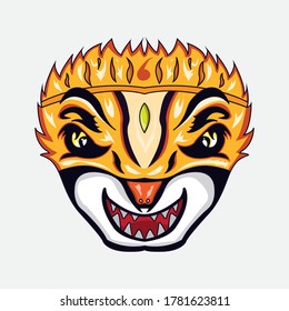 illustration tiger boy head with fire