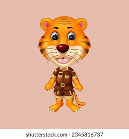 illustration of tiger cartoon posing, vector isolated