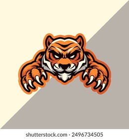 illustration of tiger with claws for mascot logo or other designs
