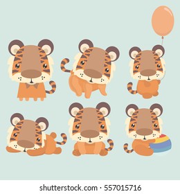 Illustration of a tiger with different poses