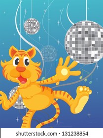 Illustration of the tiger and the disco lights