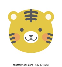 Illustration of a Tiger. Face icon.