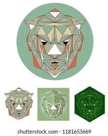 Illustration of a tiger face in a triangular style, tattoo, logo, sign, avatar