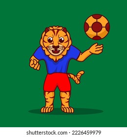 illustration of a tiger, football mascot, illustration of a tiger playing football,