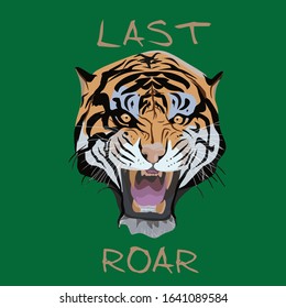 illustration of tiger head logo with the words, last roar.
