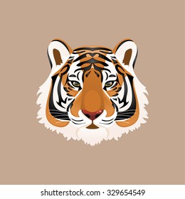 Illustration tiger head on a brown background