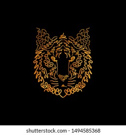 Illustration of a tiger head for print design. hand drawing art