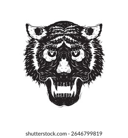 Illustration of a tiger head with a skull combination. Suitable for design elements and other needs